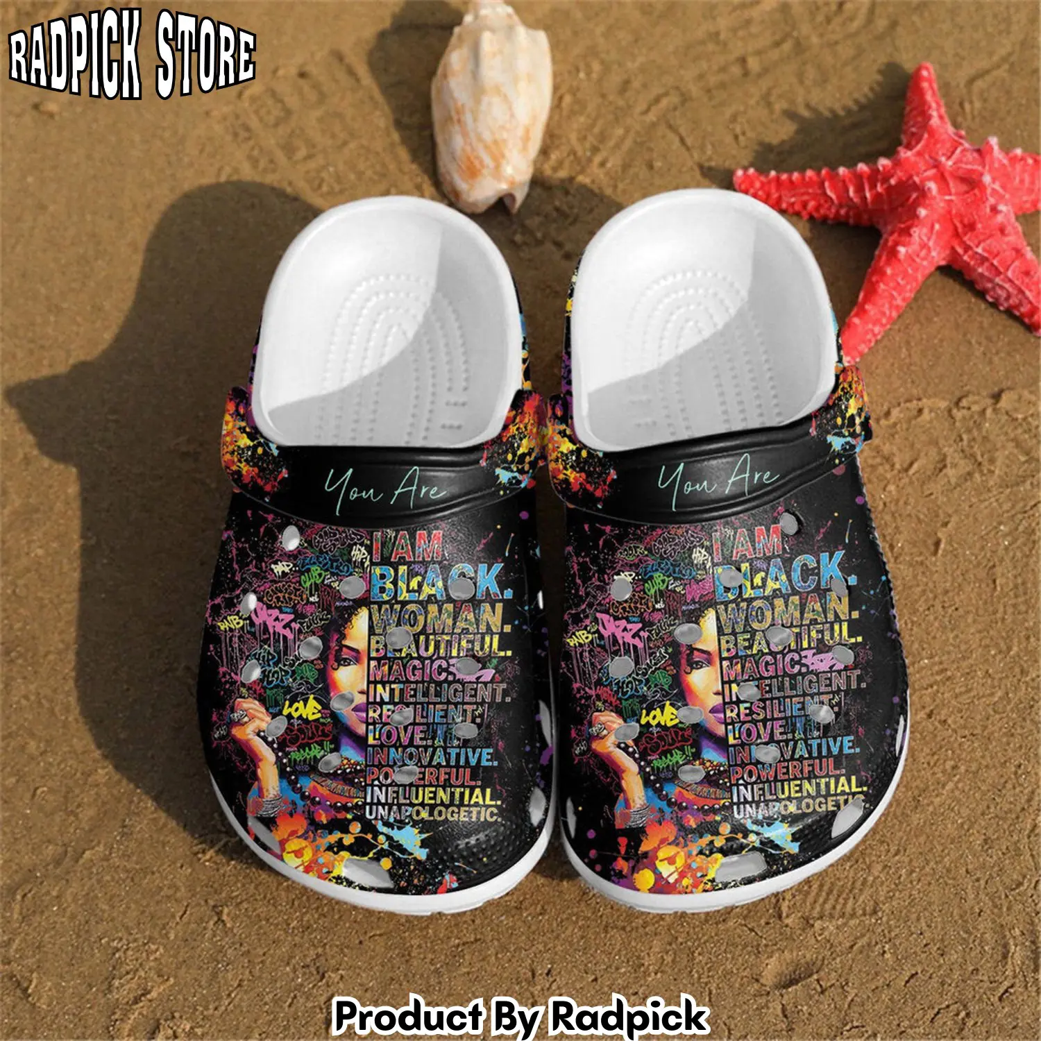 Radpick a women i am black beautiful magic love innovative black for mens and womens classic water rubber clog crocss shoes rp6528353